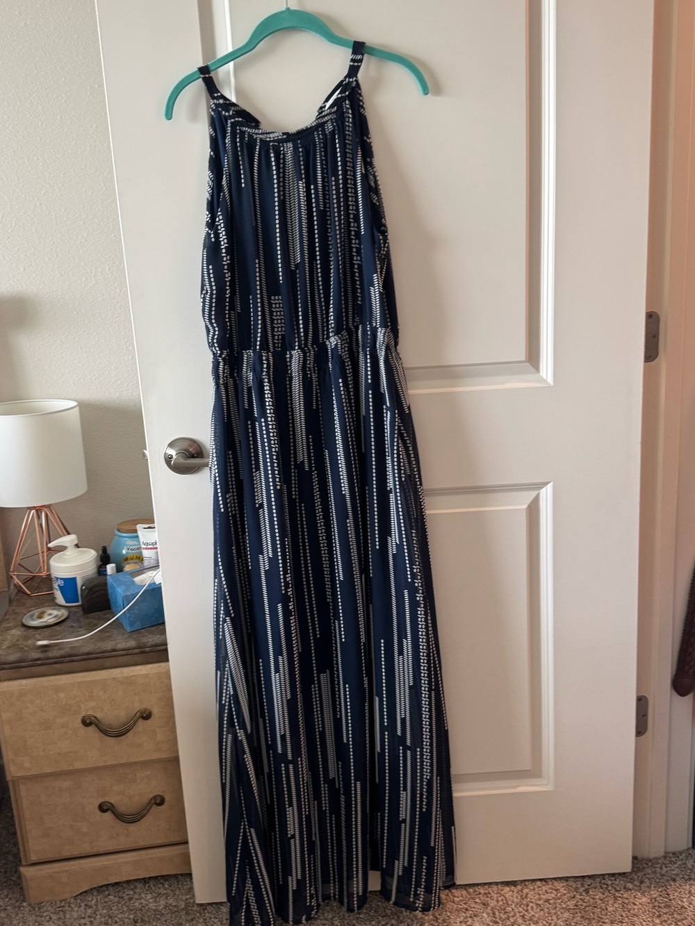 Collective Concepts Navy and White Striped Maxi Dress